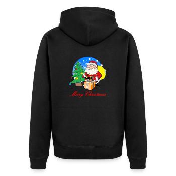 Weihnachtsmann mit Sack voller Geschenke - Unisex Premium Bio Zip Hoodie - Schwarz - Hinten - Nico (187cm)