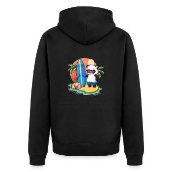 Funny Panda Surf Lovers Cool Surfboard Surfing Pun - Unisex Premium Organic Zip Hoodie - black - Back - Nico (187cm)