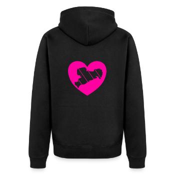 Sachsen Erzgebirge Liebe Haamit - Unisex Premium Bio Zip Hoodie - Schwarz - Hinten - Nico (187cm)