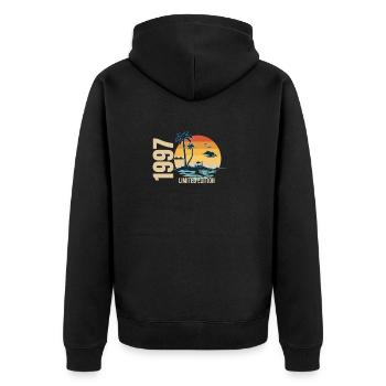 Geburtstag Limited Edition 1997 - Unisex Premium Bio Zip Hoodie - Schwarz - Hinten - Nico (187cm)