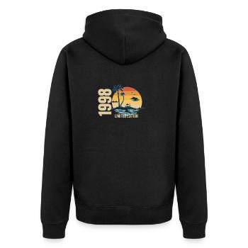 Geburtstag Limited Edition 1998 - Unisex Premium Bio Zip Hoodie - Schwarz - Hinten - Nico (187cm)