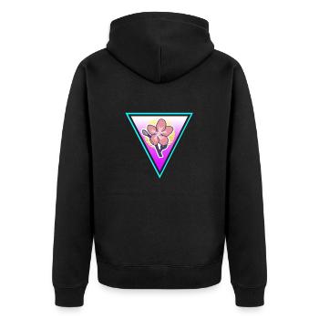 Retro Sakura Bloom Flower Vapor Wave Designs - Unisex Premium Bio Zip Hoodie - Schwarz - Hinten - Nico (187cm)