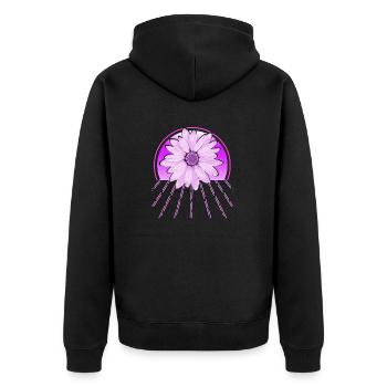 Awesome Blooming Flower Vapor Wave Designs - Unisex Premium Organic Zip Hoodie - black - Back - Nico (187cm)
