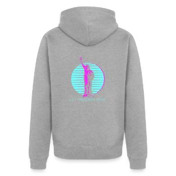 Let Freedom Ring Cool Statue Of Liberty Vapor Wave - Unisex Premium Bio Zip Hoodie - Grau meliert - Hinten - Nico (187cm)