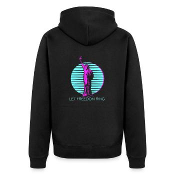 Let Freedom Ring Cool Statue Of Liberty Vapor Wave - Unisex Premium Organic Zip Hoodie - black - Back - Nico (187cm)