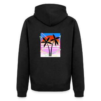 Cool Retro Palm Tree Island Vapor Wave Designs - Veste à capuche bio Premium Unisexe - noir - Dos - Nico (187cm)