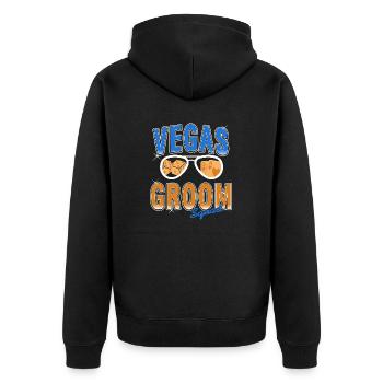 Cool Retro Vegas Groom Squad Vegas Wedding T-Shirt - Unisex Premium Organic Zip Hoodie - black - Back - Nico (187cm)