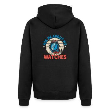 Watch Collector Watch Watchmaker - Unisex Premium Organic Zip Hoodie - black - Back - Nico (187cm)