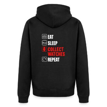 Watch Collector Watch Watchmaker - Unisex Premium Organic Zip Hoodie - black - Back - Nico (187cm)