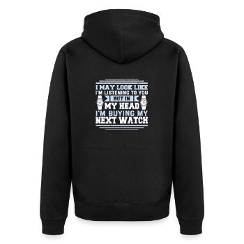 Watch Collector Watch Watchmaker - Unisex Premium Organic Zip Hoodie - black - Back - Nico (187cm)