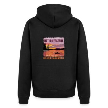 Wenn du die natur verstehst, dann verstehst du auc - Unisex Premium Bio Zip Hoodie - Schwarz - Hinten - Nico (187cm)