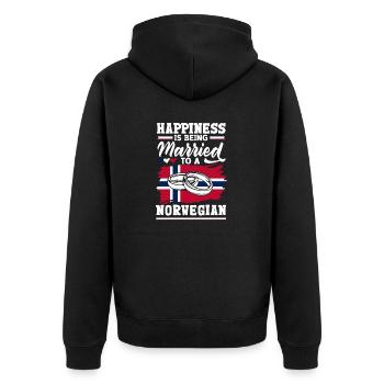 Norwegen Norwegisches Glück ist mit einem - Unisex Premium Bio Zip Hoodie - Schwarz - Hinten - Nico (187cm)