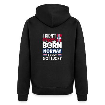 Norway Norwegian Norway Flag I Just Got Lucky - Unisex Premium Organic Zip Hoodie - black - Back - Nico (187cm)
