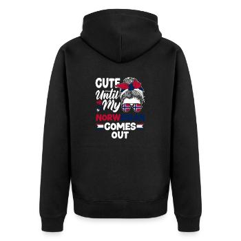 Norwegen Norwegisch süß bis mein Norwegisch kommt - Unisex Premium Bio Zip Hoodie - Schwarz - Hinten - Nico (187cm)