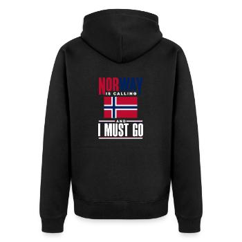 Norway Is Calling And I Must Go Norway Norwegian - Unisex Premium Organic Zip Hoodie - black - Back - Nico (187cm)