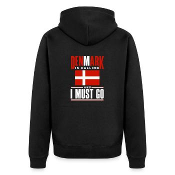 Denmark Danish Denmark Flag Denmark Is Calling - Unisex Premium Organic Zip Hoodie - black - Back - Nico (187cm)