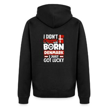 Denmark Danish Denmark Flag I Just Got Lucky - Unisex Premium Organic Zip Hoodie - black - Back - Nico (187cm)