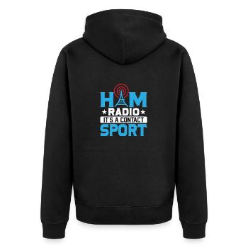 Ham Radio It's A Contact Sport Operator Amateur - Unisex Premium Bio Zip Hoodie - Schwarz - Hinten - Nico (187cm)