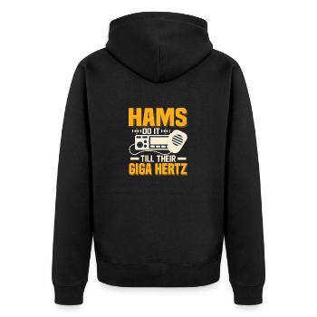 Hams Do It Till Their Giga Hertz Radio Operator - Unisex Premium Bio Zip Hoodie - Schwarz - Hinten - Nico (187cm)