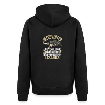 Tegu Eidechse Reptil Herpetologe - Unisex Premium Bio Zip Hoodie - Schwarz - Hinten - Nico (187cm)