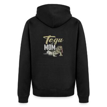 Tegu Eidechse Reptil Herpetologe - Unisex Premium Bio Zip Hoodie - Schwarz - Hinten - Nico (187cm)