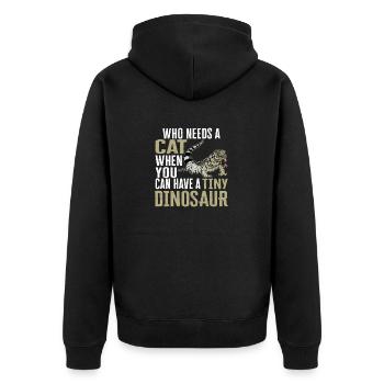 Tegu Eidechse Reptil Herpetologe - Unisex Premium Bio Zip Hoodie - Schwarz - Hinten - Nico (187cm)