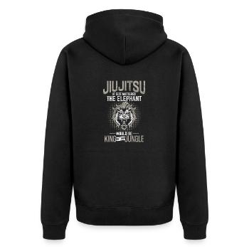 Brazilian Jiu Jitsu Leo Grappling BJJ MMA Jiu-Jits - Unisex Premium Organic Zip Hoodie - black - Back - Nico (187cm)