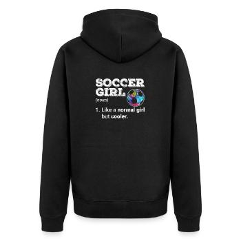 Soccer Girl comme une fille normale mais plus cool Soccer L - Veste à capuche bio Premium Unisexe - noir - Dos - Nico (187cm)