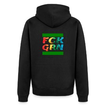 Gegen die Grünen - Unisex Premium Bio Zip Hoodie - Schwarz - Hinten - Nico (187cm)