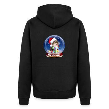 Merry Christmas Longhair Cat Snow Globe Santa - Unisex Premium Organic Zip Hoodie - black - Back - Nico (187cm)