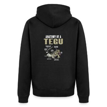 Tegu Eidechse Reptil Herpetologe - Unisex Premium Bio Zip Hoodie - Schwarz - Hinten - Nico (187cm)