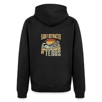 Tegu Eidechse Reptil Herpetologe - Unisex Premium Bio Zip Hoodie - Schwarz - Hinten - Nico (187cm)