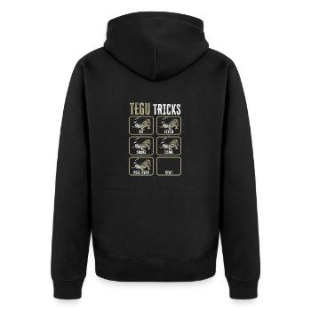 Tegu Eidechse Reptil Herpetologe - Unisex Premium Bio Zip Hoodie - Schwarz - Hinten - Nico (187cm)