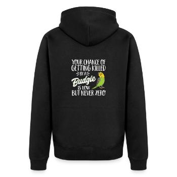 Wellensittich Sittich Vogel Haustier Geschenk - Unisex Premium Bio Zip Hoodie - Schwarz - Hinten - Nico (187cm)