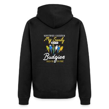 Wellensittich Sittich Vogel Haustier Geschenk - Unisex Premium Bio Zip Hoodie - Schwarz - Hinten - Nico (187cm)
