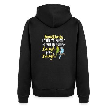Budgerigar Parakeet Bird Pet Gift - Unisex Premium Organic Zip Hoodie - black - Back - Nico (187cm)