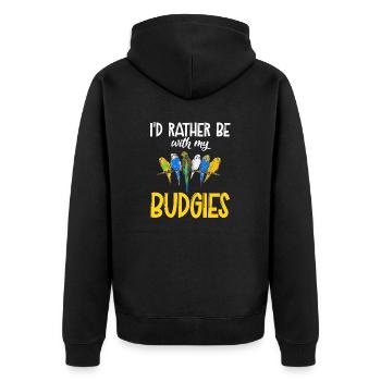Budgerigar Parakeet Bird Pet Gift - Unisex Premium Organic Zip Hoodie - black - Back - Nico (187cm)