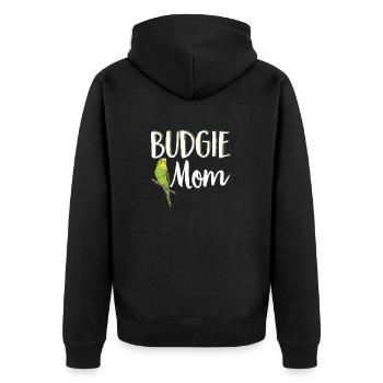 Budgerigar Parakeet Bird Pet Gift - Unisex Premium Organic Zip Hoodie - black - Back - Nico (187cm)