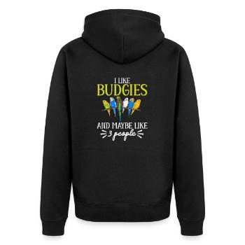 Budgerigar Perruche Oiseau Cadeau pour animaux de compagnie - Veste à capuche bio Premium Unisexe - noir - Dos - Nico (187cm)
