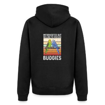 Budgerigar Parakeet Bird Pet Gift - Unisex Premium Organic Zip Hoodie - black - Back - Nico (187cm)