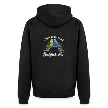 Budgerigar Perruche Oiseau Cadeau pour animaux de compagnie - Veste à capuche bio Premium Unisexe - noir - Dos - Nico (187cm)