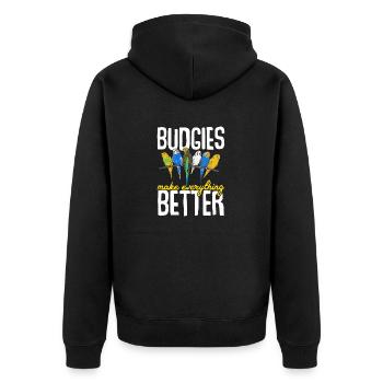Budgerigar Perruche Oiseau Cadeau pour animaux de compagnie - Veste à capuche bio Premium Unisexe - noir - Dos - Nico (187cm)