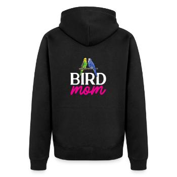 Budgerigar Parakeet Bird Pet Gift - Unisex Premium Organic Zip Hoodie - black - Back - Nico (187cm)