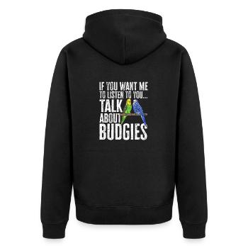 Wellensittich Sittich Vogel Haustier Geschenk - Unisex Premium Bio Zip Hoodie - Schwarz - Hinten - Nico (187cm)