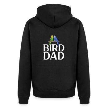 Wellensittich Sittich Vogel Haustier Geschenk - Unisex Premium Bio Zip Hoodie - Schwarz - Hinten - Nico (187cm)