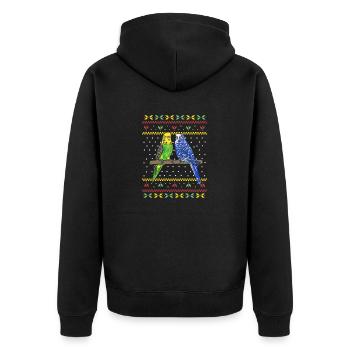 Budgerigar Parakeet Bird Pet Gift - Unisex Premium Organic Zip Hoodie - black - Back - Nico (187cm)