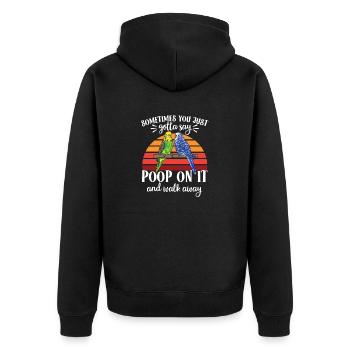 Budgerigar Parakeet Bird Pet Gift - Unisex Premium Organic Zip Hoodie - black - Back - Nico (187cm)