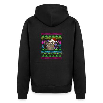 Drôle de tenue de Noël Raton laveur de Noël moche - Veste à capuche bio Premium Unisexe - noir - Dos - Nico (187cm)
