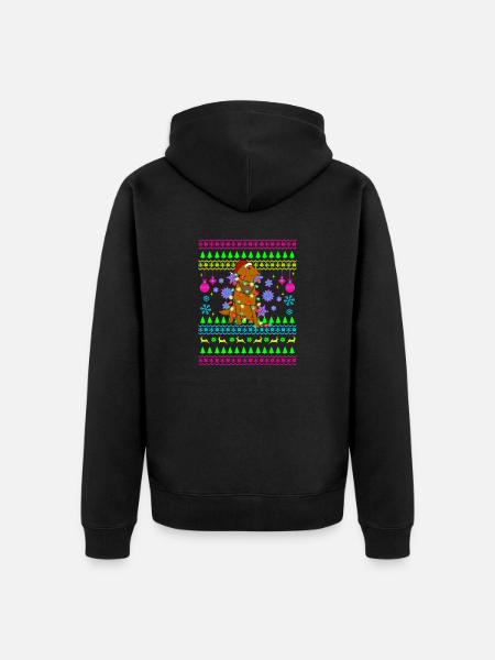 Grappige kerst outfit lelijke kersthond - Uniseks Premium bio ziphoodie - zwart