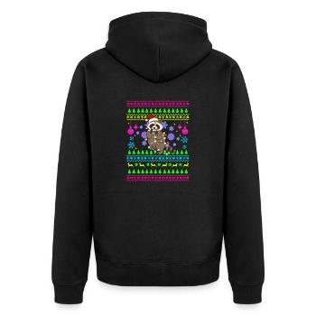 Drôle de tenue de Noël Raton laveur de Noël moche - Veste à capuche bio Premium Unisexe - noir - Dos - Nico (187cm)